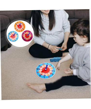 TOYANDONA 3pcs Teaching Clock Set - Educational Wooden Watches & Hair Sticks for Kids | Math Learning Toy for Toddlers | Green Time Teaching Clock | 14x14x1 cm - Buy Online on GoSupps.com