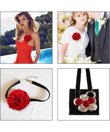 VIKSAUN Flower Hair Clip Peony Hairpin Dancer Pin up Flower Brooch Wedding Bridesmaid Hairpins Hair Accessories Wedding Prom Party Special Occasion Vintage Fascinator Rose Red (Red) - Buy Online on GoSupps.com