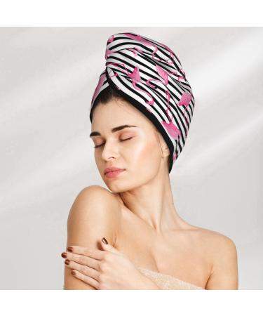 Hair Towel Wrap with Button - Quick Drying Towel Turban for Women (Flamingos) | Premium Hair Care - Buy Online on GoSupps.com