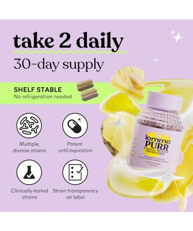 Lemme Purr Vaginal Probiotics for Women - Promotes pH Balance Healthy Vaginal Odor & Urinary Tract Health w/Lactobacillus Blend Clinically Tested Strains Pineapple & Vitamin C - 60 Veggie Capsules - Buy Online on GoSupps.com