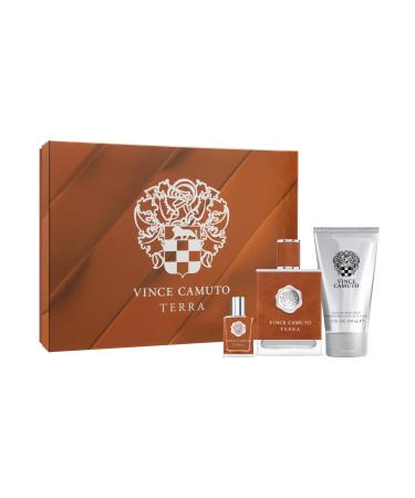 Vince Camuto Terra Eau de Toilette Spray for Men 3 PC Gift Set - 2x EDT + Hair & Body Wash