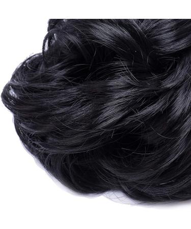 Silk-co Jet Black Curly Hair Bun Scrunchie | Synthetic Hair Extension Chignon | 35g - Buy Online on GoSupps.com