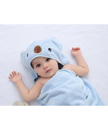 Hilmocho Baby Bath Towel with Hood - Ultra Soft Coral Velvet Blanket for Newborns, Infants, and Toddlers - Ideal for Swimming and Shower - 110x68CM - Blue - Buy Online on GoSupps.com