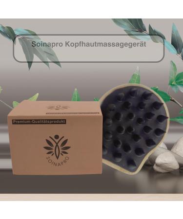 SOASINPRO Bamboo Scalp Massage Brush - Anti-Scales Shampoo Brush for Healthy Hair Growth & Relaxing Shower Massage - Black - Buy Online on GoSupps.com