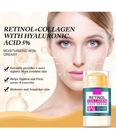 Retinol Collagen Face Cream with 5% Hyaluronic Acid - Anti-Aging Face Moisturizer Stick for Women Fade Lines Firming & Tightening Facial and Neck - Hydrating Face Stick for All Skin Types 1.41 oz - Buy Online on GoSupps.com