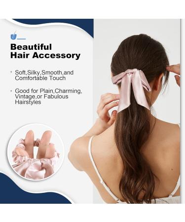 Consysi 1 Piece Silk Bow Scrunchies for Hair-100% Pure Mulberry 22 Momme Silk Hair Tie Elastic Ponytail Holder Elegant Soft Bow Hair Ties Band for Women Hair Care Multiple Colours (Pink) - Buy Online on GoSupps.com