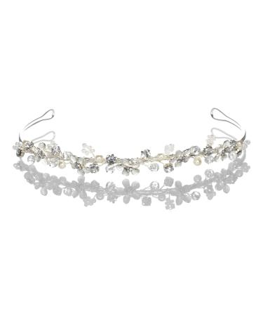 Shmily PURE HANDMADE wedding pearl rhinestone tiara headband hair accessory bridal jewelry silver new DH2003