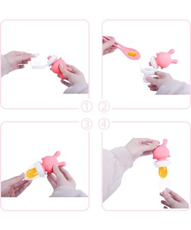 Baby Fruit Feeder Silicone Food Pacifier | Teething Relief Toy Teether | Milk Frozen Mesh Feeders for Babies 0-18 Months | Self Feeding Teethers - Peach Pink - Buy Online on GoSupps.com