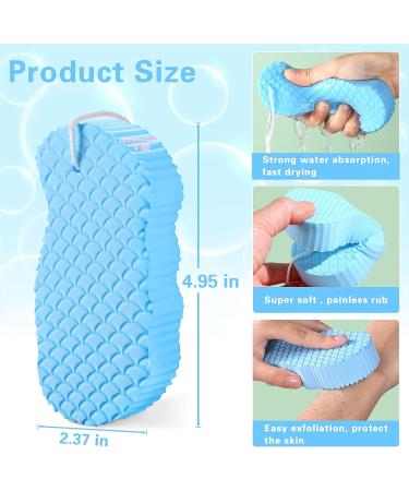 2 Pcs Super Soft Exfoliating Bath Sponge  Ultra Soft Bath Sponges for Shower Reusable 3D Bath Sponge Shower Brush Painless Dead Skin Remover Body Sponge for Adults Children Pregnant  Blue - Buy Online on GoSupps.com