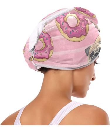 Pugs Doughnuts Hair Towel 2 Pack | Super Absorbent Quick Dry Hair Turbans for Women & Girls - Buy Online on GoSupps.com