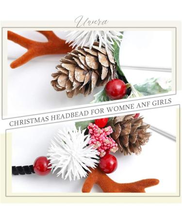 Unicra Christmas Flower Antlers Headband - Elk Deer Animal Horns Hair Piece for Women and Girls - Buy Online on GoSupps.com