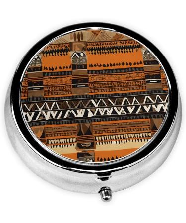 Shop African Mud Cloth Mini Round Pill Box - 3 Compartment Organizer for Travel & Home | Stylish Tribal Design - Buy Online on GoSupps.com