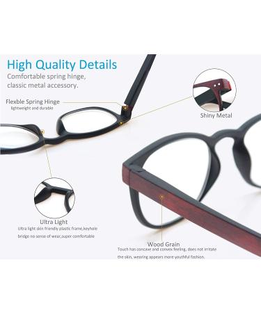 4 Pack Fashion Wood-Look Reading Glasses with Spring Hinges | Stylish Readers for Men and Women (5 Mix Pack, 1.75x) - Buy Online on GoSupps.com