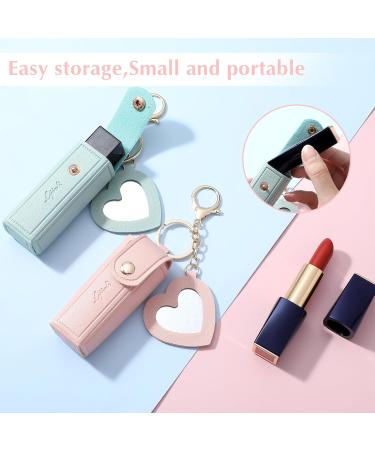 Ouligay Leather Lipstick Cases - 2 Pack Portable Lipstick & Chapstick Keychain Holders for Women | Perfect Party & Holiday Gifts (Green Pink - Buy Online on GoSupps.com