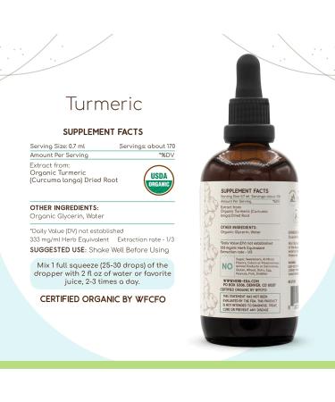 HerbEra Turmeric B120 USDA Organic Tincture | Alcohol-Free Extract High-Potency Herbal Drops | Certified Organic Turmeric (Curcuma Longa) Dried Root (4 oz) 4 Fl Oz (Pack of 1) - Buy Online on GoSupps.com