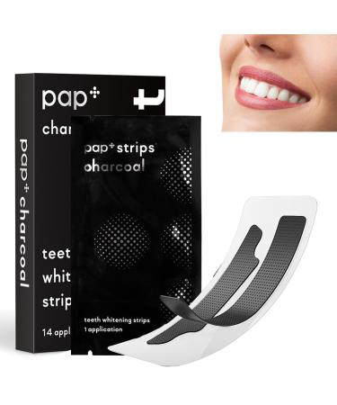 Fluhaw toothing stripes bamboo coal black stripes for insensitive professional effect tooth whitening not lovingly mint taste of white strips (7 pairs)