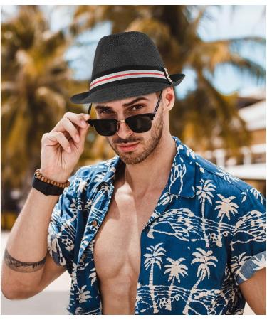 Ultrafun 3 Pack Straw Fedora Hat for Men Women - Classic Gangster Trilby Panama Sun Hat Set - Buy Online on GoSupps.com