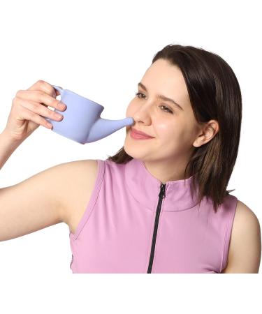 Ceramic Neti Pot Set with 5 Sachet Neti Salt - Spill Proof, Microwave Safe - Light Voilet Color - 250 ML - Buy Online on GoSupps.com