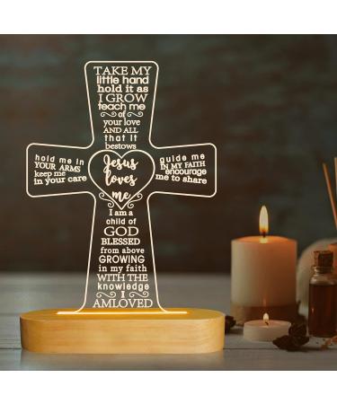 Lampeez Baptism Gift Cross Wooden Lamp Novelty Night Light Illusion lamp for Kids Kids Decoration Lamp USB Power Bedroom Decor Xmas Holiday Christening Dedication Gift for Boy Girl - Buy Online on GoSupps.com