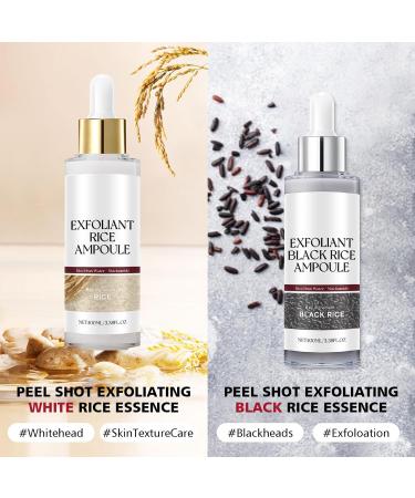 2PCS Rice Exfoliating Ampoule Set Black & White Rice Brightening Duo for Glowing Skin | Gentle Peel + Pore Minimizing & Deep Hydration - Buy Online on GoSupps.com