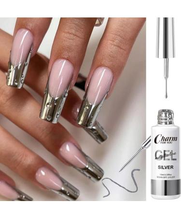Gel Nail Polish Liner - Silver Chrome Nail Gel Polish - Metallic Painting Nail Gel Swirl Nail Art Gel - Classic Silver Gel Art Paint for Thin French Line - Nail Art Brush Soak off UV Lamp Manicure - Buy Online on GoSupps.com