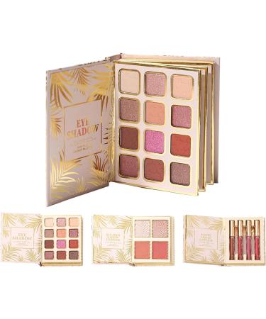 Makeup Palette | 12 Colours Makeup Eyeshadow | Glitter Bookstyle Eyeshadow Palette with 4 Blushers and 4 Lip Shimmer | For Women Girls Travel Beauty Party - Buy Online on GoSupps.com