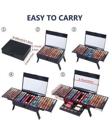 190 Color Makeup Palette Gift Set for Women with Brushes, Eyeliner, Mirror, and More - Buy Online on GoSupps.com