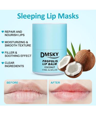 DMSKY 4 Pack Lip Sleeping Mask Set Lip Butter with Propolis and Vitamin E Lip Balm for Dry Lips Reduce Lip Lines and Improve Lip Color - Buy Online on GoSupps.com