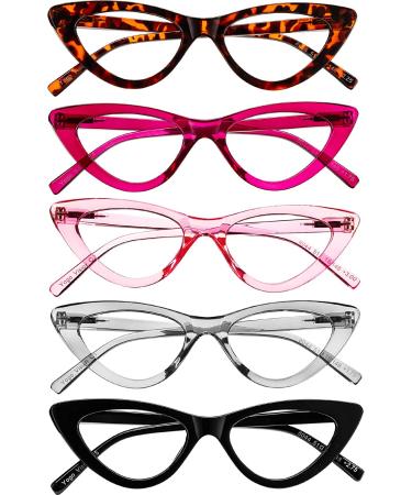 Yogo Vision Reading Glasses 5 Pk Readers for Women Cateye Eyeglasses and Light Spring Hinge Frame +2.75 Set of 5: Black  Grey  Pink. Hot Pink  Brown Havana 2.75 x - Buy Online on GoSupps.com