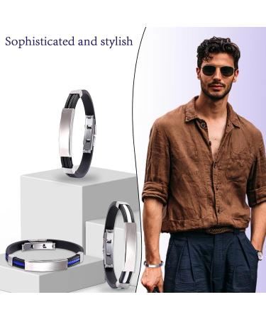 3 Pcs Ion Therapeutic Titanium Wristband Set Adjustable Therapeutic Lympunclog Titanium Wristband Pro Therapy Bracelet for Men Lover Valentines Day(Black White Blue) - Buy Online on GoSupps.com