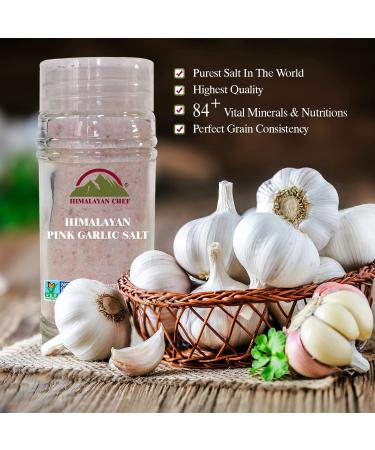 Himalayan Chef Pink Garlic Salt Grinder - 3.6 Oz | Natural & Certified Seasoning - Buy Online on GoSupps.com