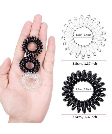 20 Pieces Spiral Hair Ties for Girls & Women - Strong Hair-Friendly Transparent & Black Telephone Cable Hair Ties - Buy Online on GoSupps.com