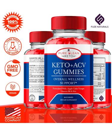 Pure Clean Keto ACV Gummies - Apple Cider Vinegar Supplement for Overall Wellness | 1000MG ACV Folic Acid & Vitamin B12 (60 Gummies - Buy Online on GoSupps.com