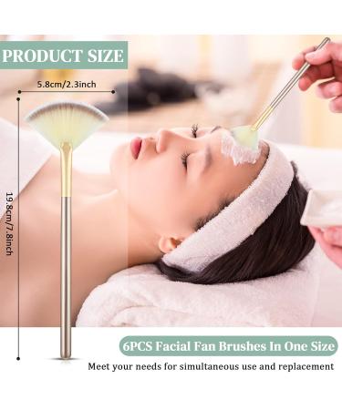 6 Piece Soft Fan Mask Brushes - Facial Mask Applicator Tools for Women | Champagne Hair Makeup Brushes - Buy Online on GoSupps.com