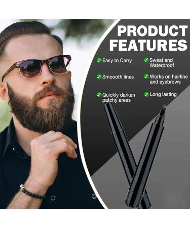 Beard Pen 2Pcs - Waterproof & Sweatproof Men's Beard Pencil Filler for Shaping & Enhancing - Define & Sharpen Hair, Beard, Mustache & Eyebrows (Black) - Buy Online on GoSupps.com