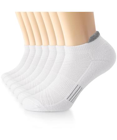 ACTINPUT Men's Ankle Low Cut Anti-Blister Athletic Performance Comfort No Show Running Cotton Cushion Socks 10-13 Tab L-3XL A01-white 7 Pairs Large-X-Large