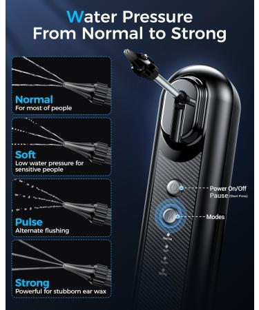 Electric Ear Wax Removal Kit - Water Powered Ear Cleaner with 4 Pressure Modes & 10 Reusable Tips | Safe & Effective Earwax Remover for Adults - Buy Online on GoSupps.com