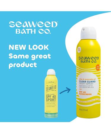 Seaweed Bath Co. Clear Guard SPF 40 Sport Sunscreen Spray 6oz | Broad Spectrum, Seaweed, Aloe, Avocado Oil - Buy Online on GoSupps.com