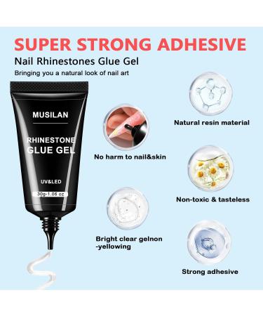 MUSILAN 3D Nail Glue Nail Art Rhinestone Adhesive Gel 30g Rhinestone Glue Curing Requires Extra Strong Adhesive Gel for Nail Tips and Nail Rhinestone Decoration Embossed 3d Nail Styling Decoration - Buy Online on GoSupps.com