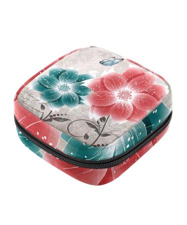 Flaming flowers sanitary napkins storage bag menstruation pad bag pocket portable menstrual cup pocket with zipper for teenage girls women women color 3