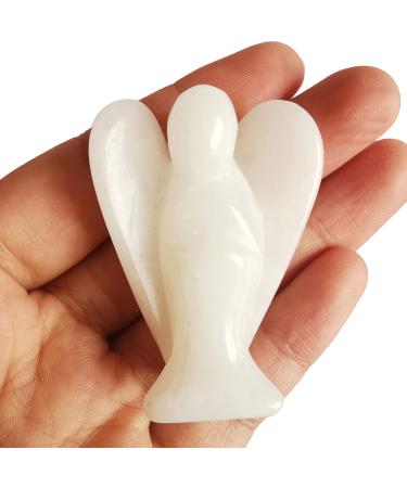 Lovionus89 White Jade Angel Guard Statue - Hand-Carved 50mm Healing Crystal Decor for Bag - Buy Online on GoSupps.com