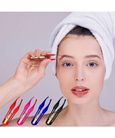 LED Lighted Stainless Steel Tweezers Set for Makeup & Hair Removal - 4 Pieces (Black, Red, Rose, Dark Blue) - Buy Online on GoSupps.com