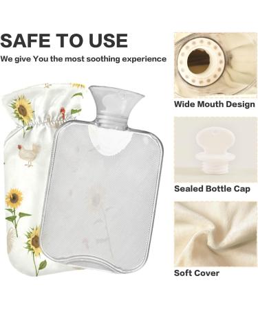 NAANLE 1L Hot Water Bottle with Sunflower Tap | Cozy Cover for Heat & Cold Therapy | Pain Relief for Bed Hands & Feet - Buy Online on GoSupps.com