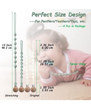 Seposeve Silicone Pacifier Clip 4 Pack - Pacifier Holder Leash for Baby Boys and Girls (2 Green + 2 White) - Buy Online on GoSupps.com
