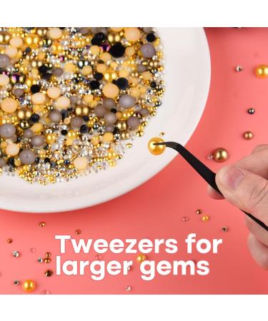 Astaron 50g Flat Back Mixed Stones & Half Pearls for Handicrafts | Gold-Black Rhinestones 3-10mm for Nail Art Cups & Shoes - Buy Online on GoSupps.com