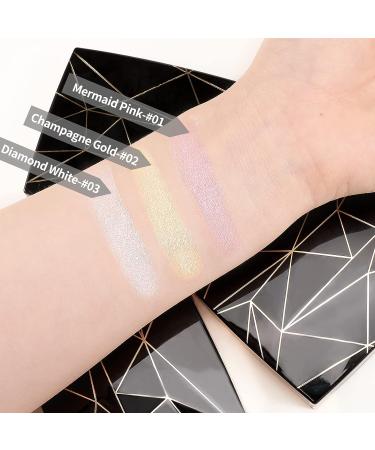 Boobeen Face Highlighter Palette - Long Lasting Shimmer & Glitter Contour Powder for Natural Glow - Diamond White - Buy Online on GoSupps.com