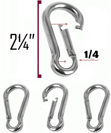 Set of 4 1/4 Inch Stainless Steel 316 Spring Snap Hook Carabiner - XYZ Boat Supplies - Buy Online on GoSupps.com