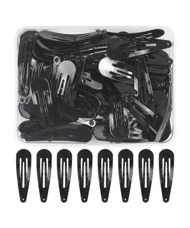100Pcs Black Snap Hair Clips 5cm Black Hair Clip Non-Slip Metal Black Hair Barrettes Girls Hair Clips For Girls Kids Teens Women Perfect For Fine Hair Medium Hair (Black)