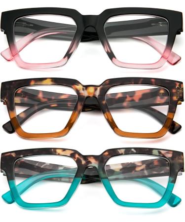 Buy Kokobin 3-Pack Ladies Reading Glasses - Anti-Blue Light Square Readers for Men & Women | 3.5 Diopters - Buy Online on GoSupps.com