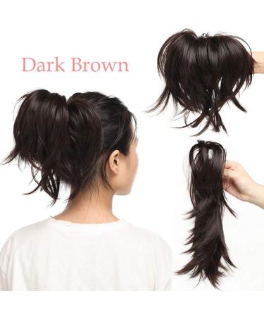 Clip-In Ponytail Hair Extensions - Ombre 30cm Dark Brown Jaw Claw Updo for Women - Buy Online on GoSupps.com